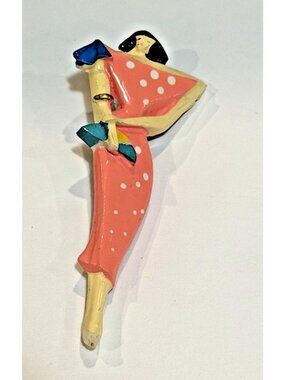 Vintage 1980's Brooch Pin Woman Fashion 5th Avenue Art Deco